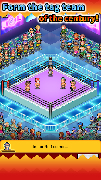 Walka wrestlerów na ringu w grze Pro Wrestler Story